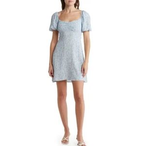 Light blue floral print dress